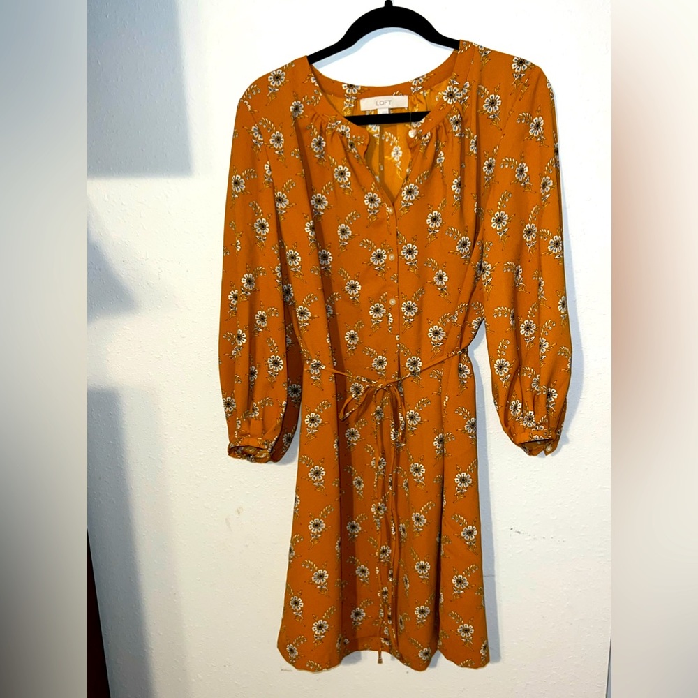 LOFT Orange Floral Dress